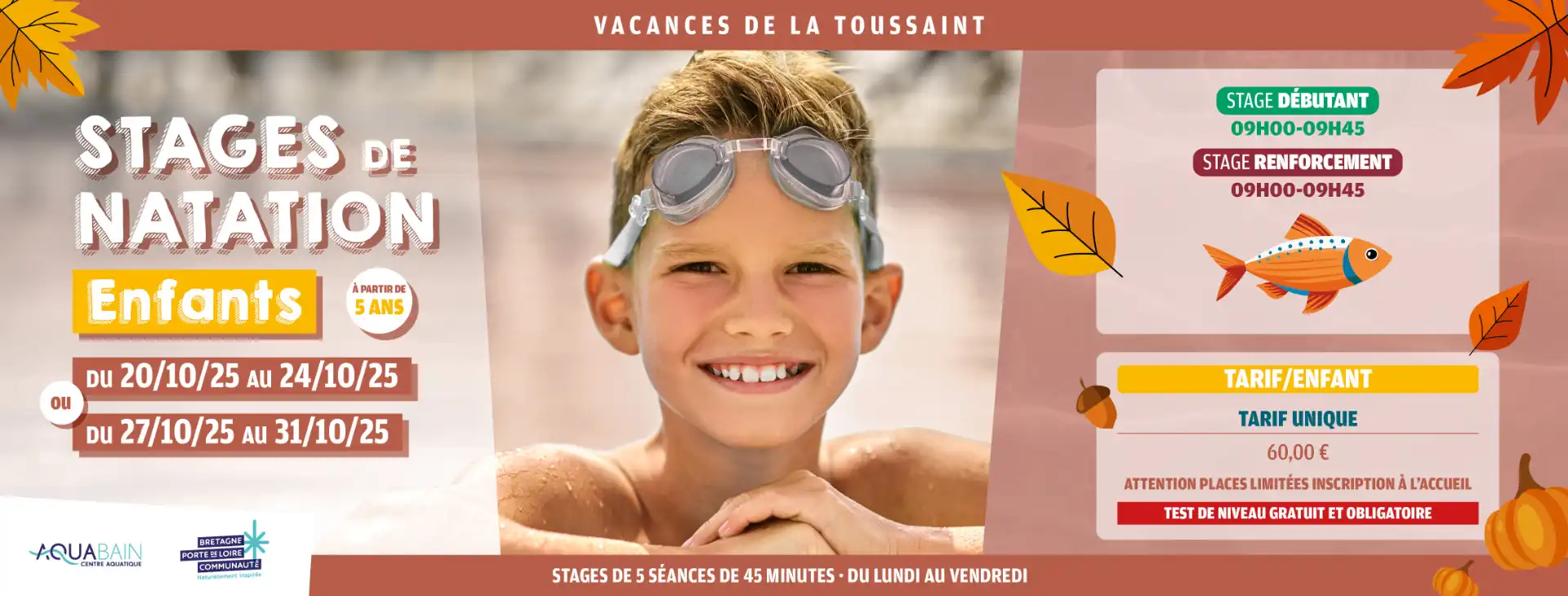 stages natation vacances toussaint